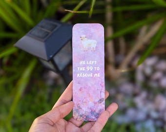Bible Verse Bookmark, He Left The 99 Bookmark, Bible Bookmark, Christian Bookmark, Jesus Bookmark, Christian Gift, Gift, Cute Lamb Bookmark