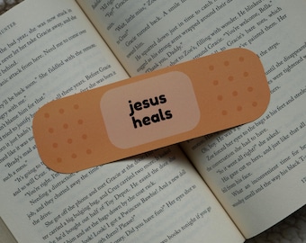 Jesus Heals Bookmark, Bible Bookmark, Christian Bookmark, Bible Verse Bookmark, Jesus Bookmark, Gift, Handmade Bookmark, Bandaid Bookmark