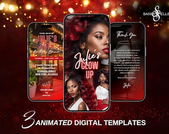 Editable 30th Birthday Invitation Template, Red Theme (Digital Invite)
