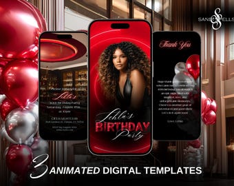 Red 40th Birthday Dinner Invitation – Editable Animated Template (Digital Download)
