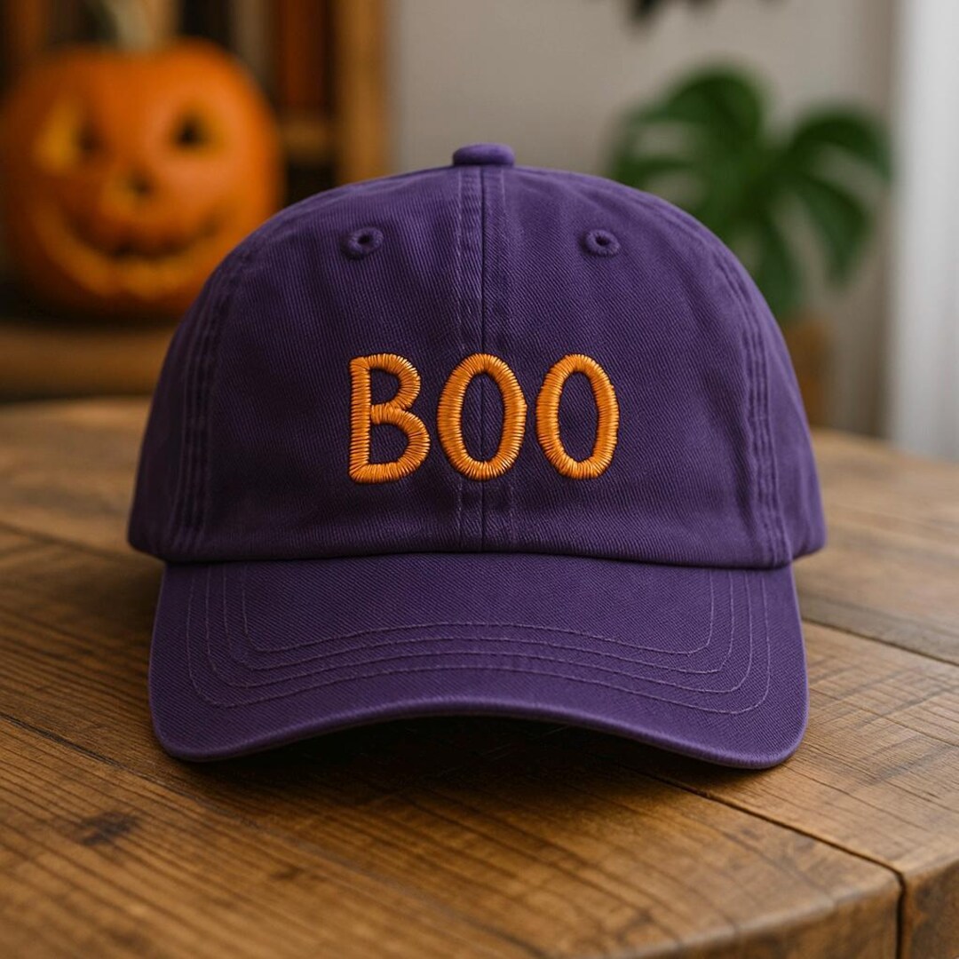 BOO Embroidered Hat Halloween Baseball Cap, Cute Ghost Hat, Spooky ...