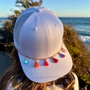 Colorful Hat Chains – Removable Beaded Chains for Trucker Hats, Star, Gemstone & Bead Styles, Custom Western Y2K Hat Accessories