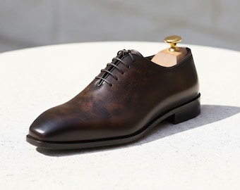 Men’s Patina Oxford Shoes – Handmade Leather Formal Lace-Up Shoes
