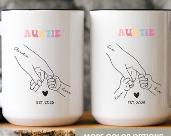 Custom Aunt Mug-New Auntie Pregnancy Announcement Mug-Future Aunt Est 2025 Gift-Personalized Sister Baby Announcement,Promoted To auntie mug