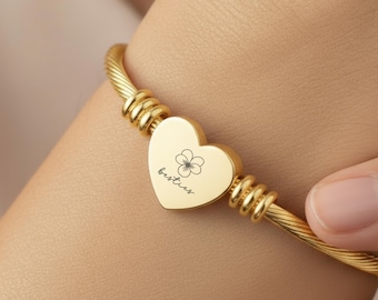 Besties Birth Flower Bracelet,Custom Friendship Flower Bracelet,Personalized Jewelry Gift For Best Friends Birthday,mothers day gift,bffgift