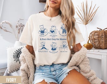 Funny Mom cat Shirt,Comfort Colors Mom Life Shirt,Gift For Mom, Mom Humor T-Shirt,Mothers Day gift,mom tee,Pregnancy Announcement Tee