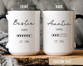 Custom Aunt Mug-New Auntie Pregnancy Announcement Mug-Future Aunt Est 2025 Gift-Personalized Sister Baby Announcement,Promoted To auntie mug