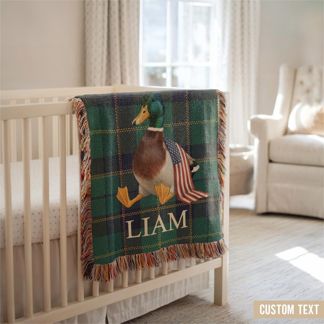 Personalized Mallard Duck Baby Blanket, Plaid Nursery Decor - Etsy