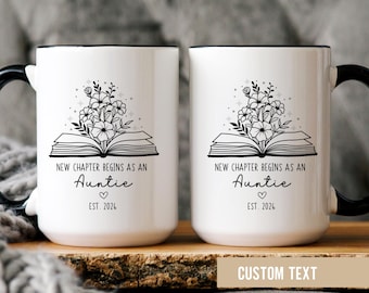 Custom Aunt Mug-New Auntie Pregnancy Announcement Mug-Future Aunt Est 2025 Gift-Personalized Sister Baby Announcement,Promoted To auntie mug