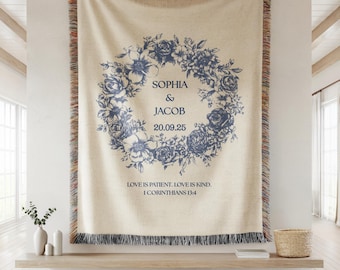 Manta de boda personalizada con nombres y fecha, regalo de pareja personalizado, manta de aniversario, regalo de despedida de soltera, recuerdo de compromiso