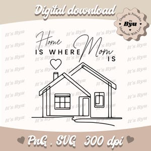 Zuhause ist, wo Mama ist SVG, PNG, Muttertagsgeschenk, Geschenk für Mama, Digitaler Download, DIY, Tshirt, Becher, Aufkleber, Cricut Digital