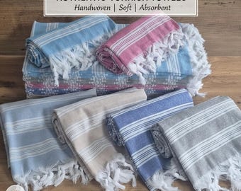 Custom Turkish Cotton Hammam Beach Towel - Lightweight Boho Striped Peshtemal for Travel & Bath
