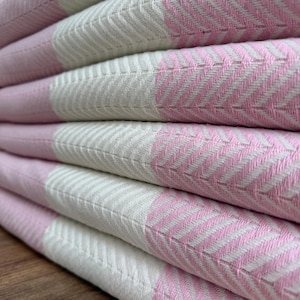 Rosa fiskbensmönster turkisk bomull Peshtemal | Lätt Hammam strand spa bad pool wrap handduk