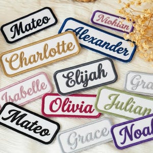 Custom Embroidered Name Patch | Retro Iron On Sew On Tag | Oval & Rectangle Personalized Uniform Badge | Vintage Style Custom Label