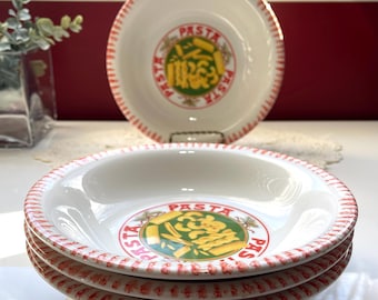 Vintage 80s Italian Ceramics Pasta Bowl Set – Hand Painted C.M.S Made in Italy