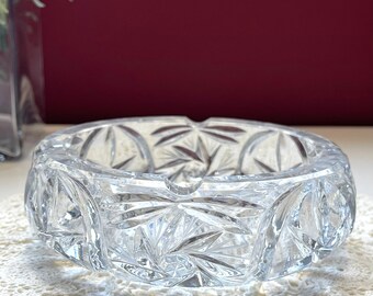 Cenicero de cristal vintage de colección con diseño de molinillo, estilo moderno de mediados de siglo.