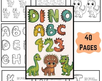 Dinosaur Alphabet ABC 123 Coloring Book: 41 Printable Dino Pages (PDF Download)