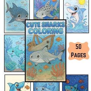 Shark Coloring Book for Kids: 50 Fun Ocean Scenes (PDF Download)