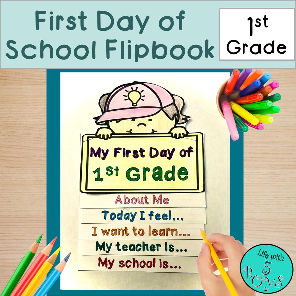First Day of School Back to School All About Me Flipbook Activity - 1st ...