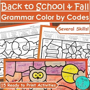 3rd and 4th Grade Grammar/Parts of Speech Review - Color by Code Activities