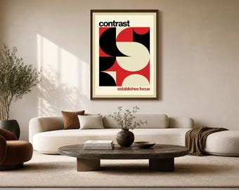 Geometrische muurdecoratie, grafische print geïnspireerd op Bauhaus, digitale download om af te drukken