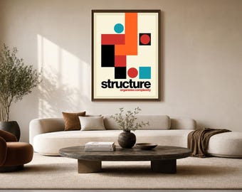 Moderne geometrische muurkunst, abstracte kunstprint, Bauhaus-geïnspireerde poster, structuurkunst