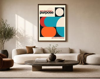 Moderne geometrische wanddecoratie, abstracte print, Bauhaus-poster, decoratie uit het midden van de 20e eeuw.