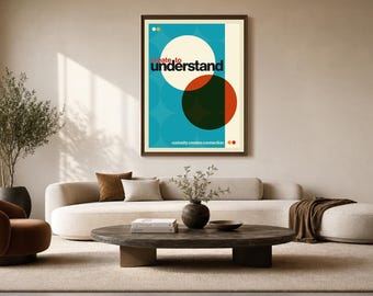 Moderne geometrische muurkunst, abstracte kunstprint, Bauhaus-geïnspireerde poster, creëren om te begrijpen