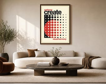 Moderne abstracte muurkunst, geometrische print, poster in mid-century modern stijl, kunst met visuele harmonie.