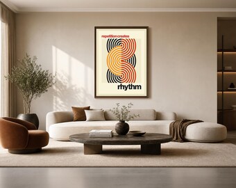 Moderne abstracte muurkunst, geometrische print, poster uit het midden van de 20e eeuw, ritmische kunst