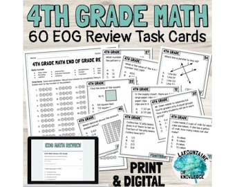 4.Klasse EOG Math-Rezensionen Aufgabenende der Klasse Common Core Prep