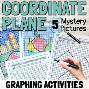 May include: Coordinate plane activity worksheets with 5 mystery pictures to graph. Each worksheet includes a grid and a table of coordinates to plot. The worksheets are labeled "Coordinate Plane Mystery Picture #2".