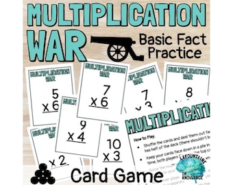 Multiplikations-Kriegskartenspiel zum Üben der grundlegenden Multiplikation von Fakten