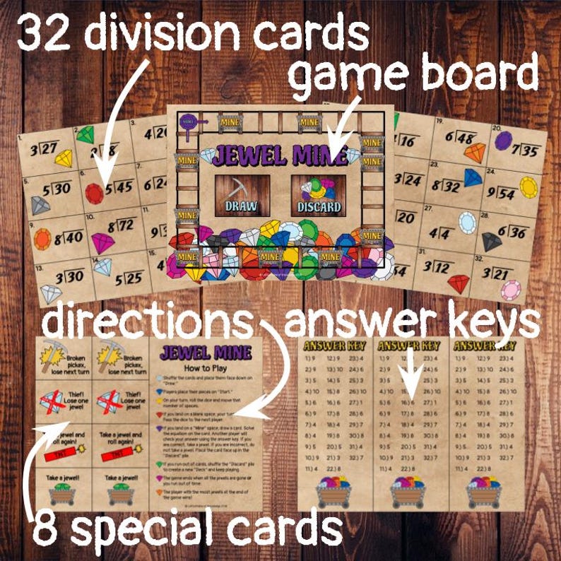 Basic Division Facts Practice Math Board Game JEWEL MINE - Etsy