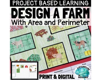 Fläche und Umfang entwerfen eine Farm Challenge Math Projekt basierte Lernaktivität PRINT und DIGITAL PBL für die 3.Klasse