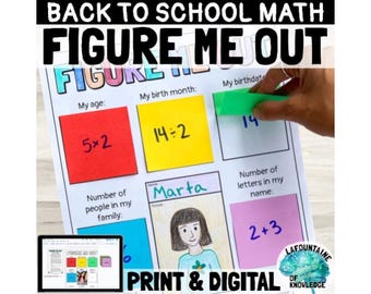 Figure Me Out Back to School Math Alles über mich Aktivität PRINT und DIGITAL