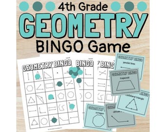 Geometrie Bingo Mathe-Spiel mit Linien, Winkeln und Formen 30 Karten oder zum Selbermachen