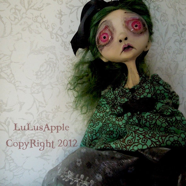 Art Doll Sad Gothic Masquerade masked Halloween Doll OOAK Daphne