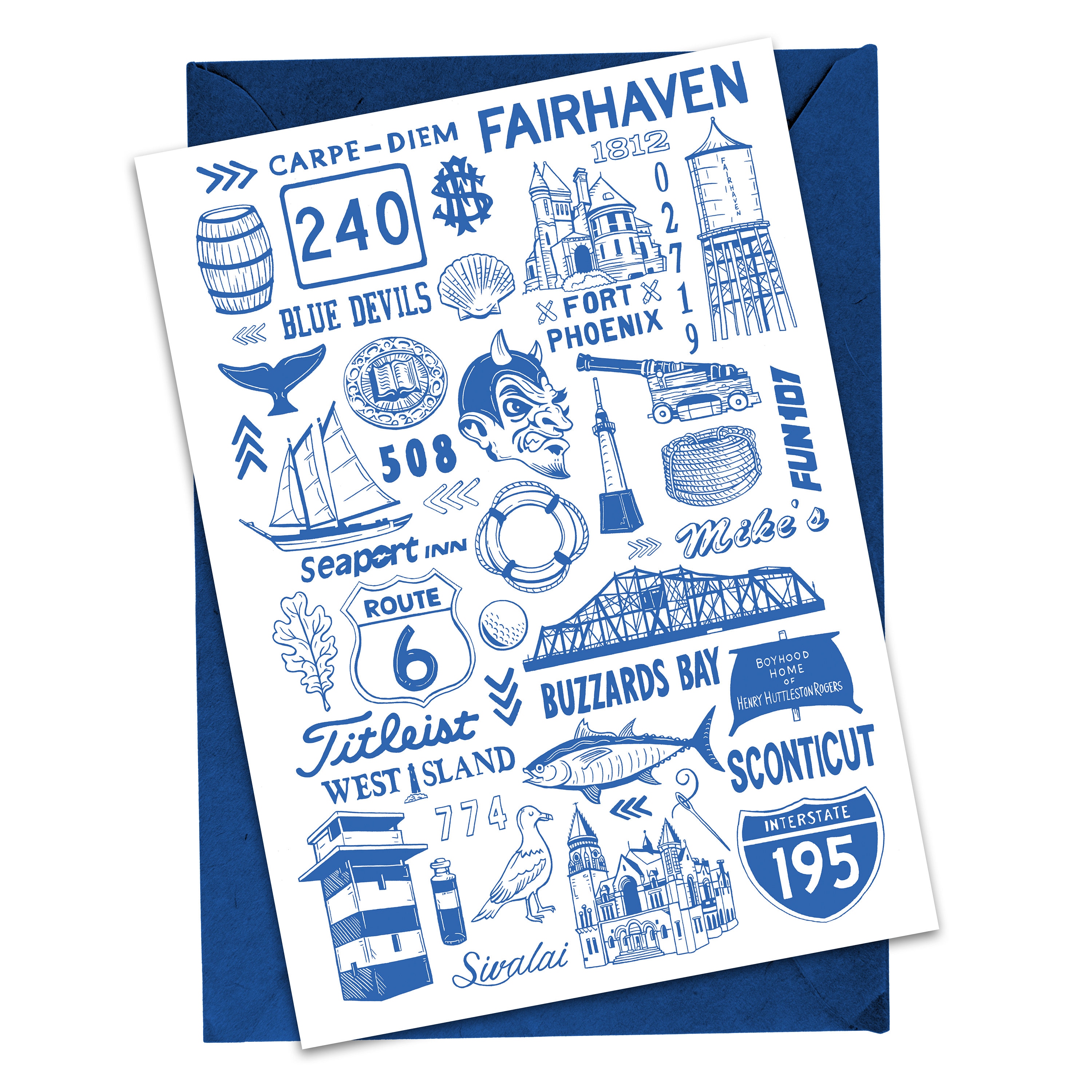 Fairhaven Massachusetts Town Greeting Card Etsy UK