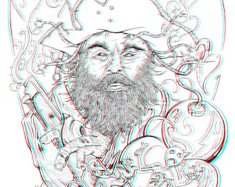 3D Art Print - Blackbeard