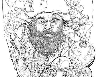 Blackbeard - Lineart Print