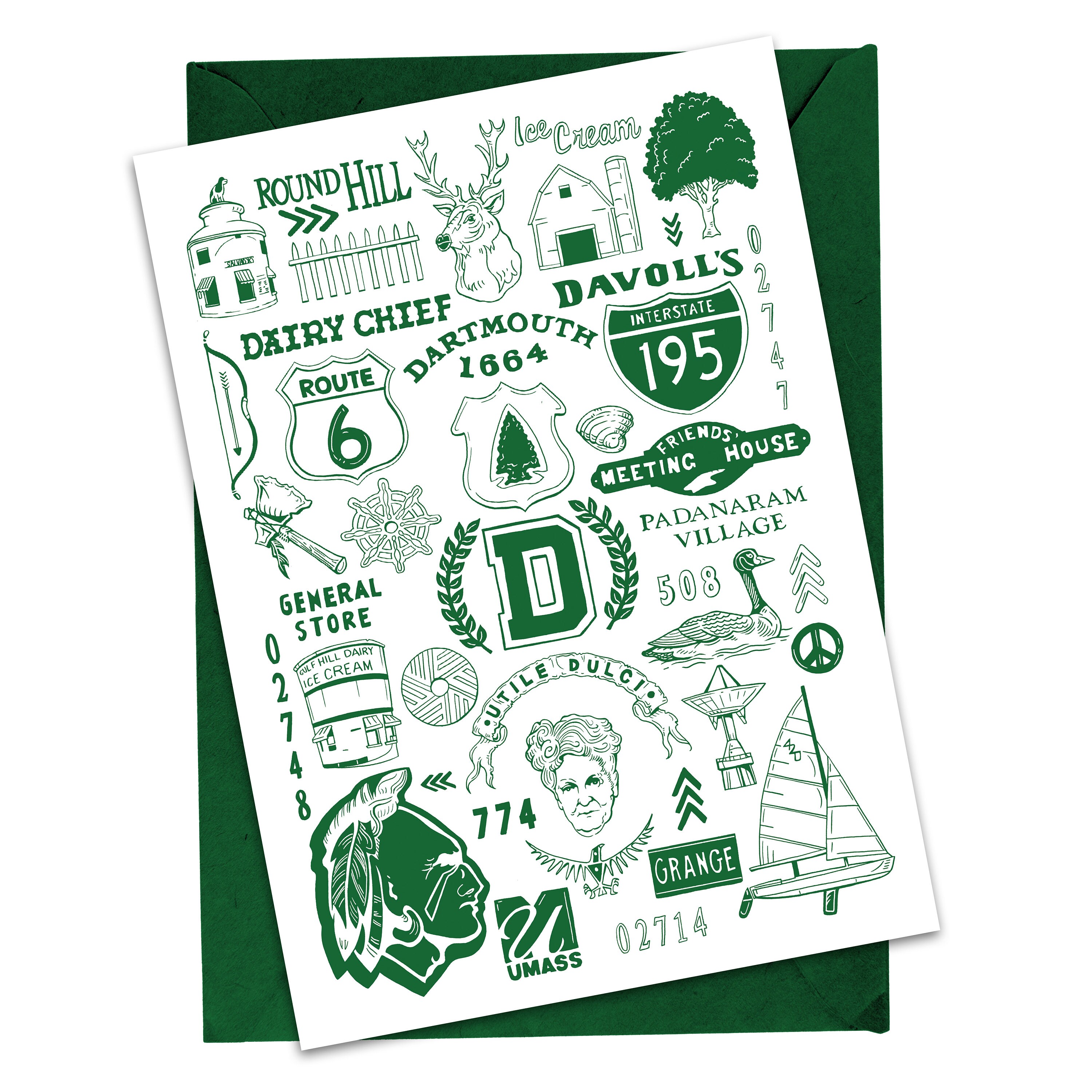 Dartmouth Massachusetts Town Greeting Card Etsy