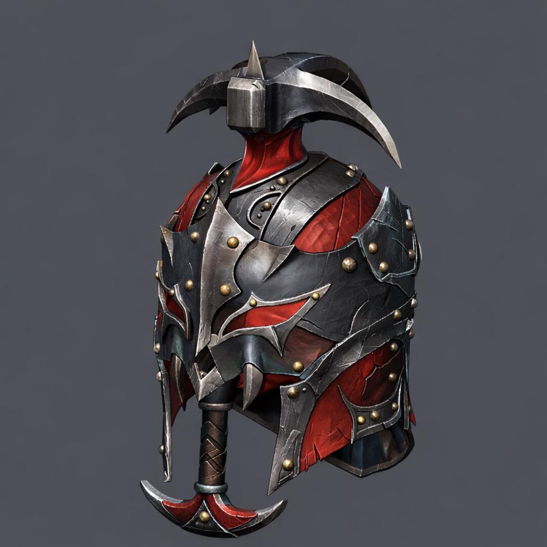 Dark Warlord Helmet – Demon Executioner Armor – Fantasy Knight Helm 3D ...
