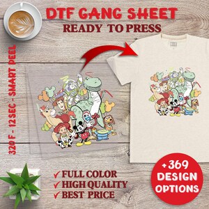 Disney Toy Story DTF Prints, Toy Story Dtf Transfers Ready For Press Disney Toy Story, Disney Toy Story Image Transfer, Toy Story DTF Heat.