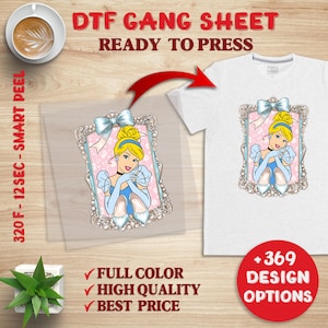 Disney Princess Coquette Bow DTF Transfer, Princess Cinderella Bow Heat Press Dtf, Disney Ready To Press,Disneyland Girl Trip Image Transfer