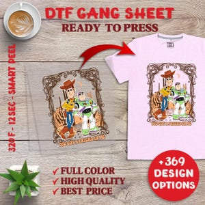 Vintage Disney Toy Story Heat Press, Retro Toy Story Dtf Transfer Print, Toy Story Ready To Press, Full Color Heat Transfer, DTF Prints.