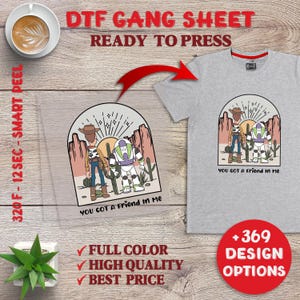 Retro Toy Story Dtf Transfer Print, Toy Story Ready To Press, Vintage Disney Toy Story Heat Press, Full Color Heat Transfer, DTF Prints.