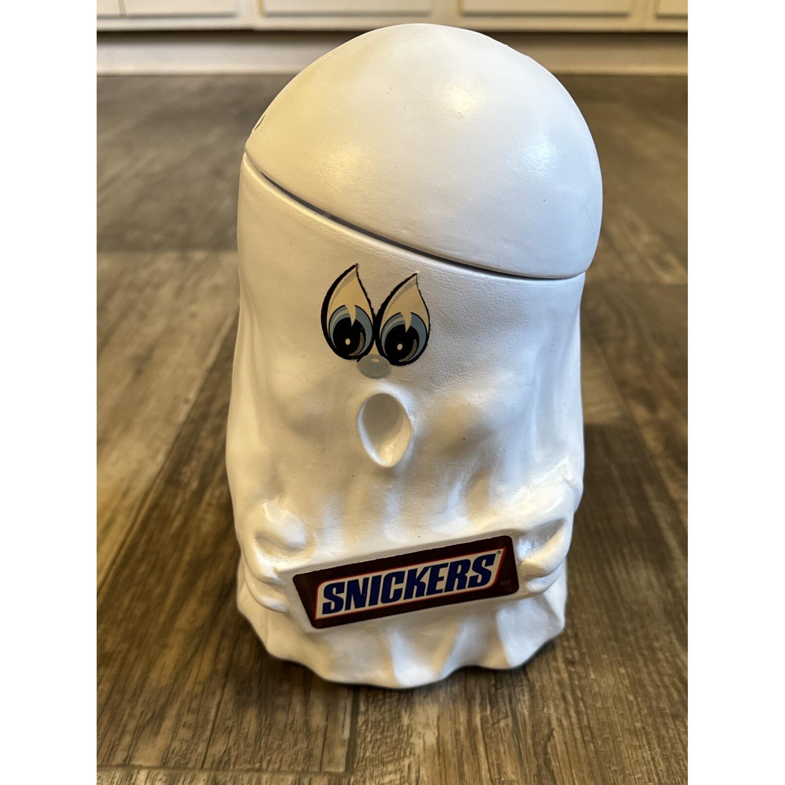 Vintage 1990 Mars Inc. Snickers Ghost Bucket Halloween Trick or Treat Pail & Lid
