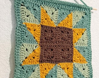Sunflower Crochet Wall Art - Handmade Bohemian Chic Textile Home Decor