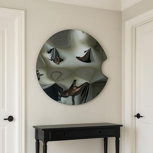 Modern Mirror, Decorative, Mirror, Wavy, Handmade, Wall, Art, Design, Organic, Round, Elegant, Luxury, Minimalist, Boho, Mirror Decor